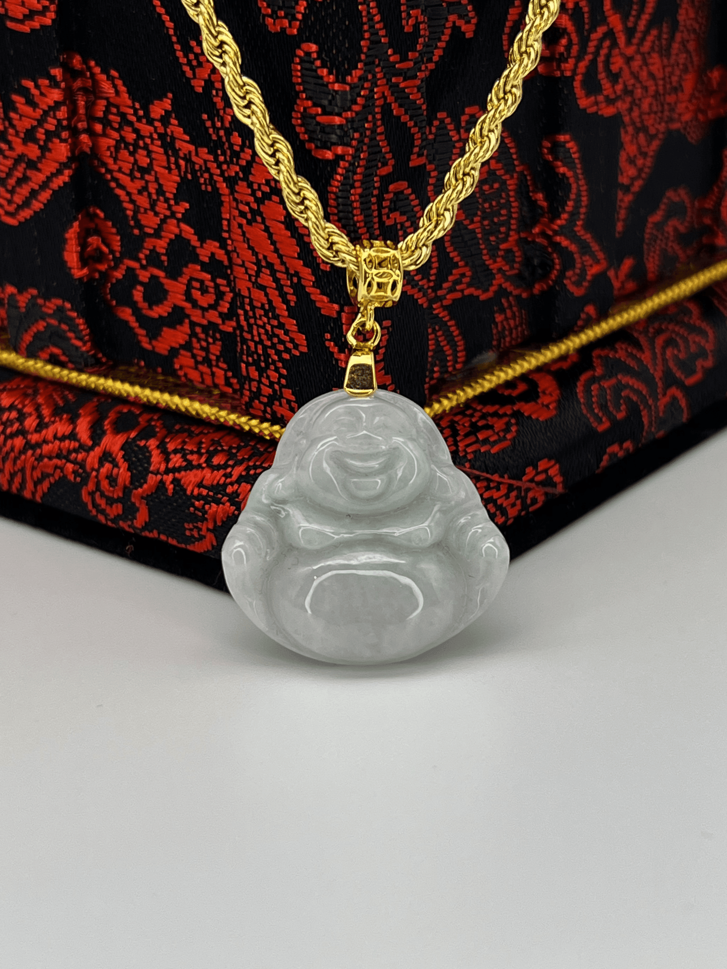 White/Green Jade Laughing Buddha