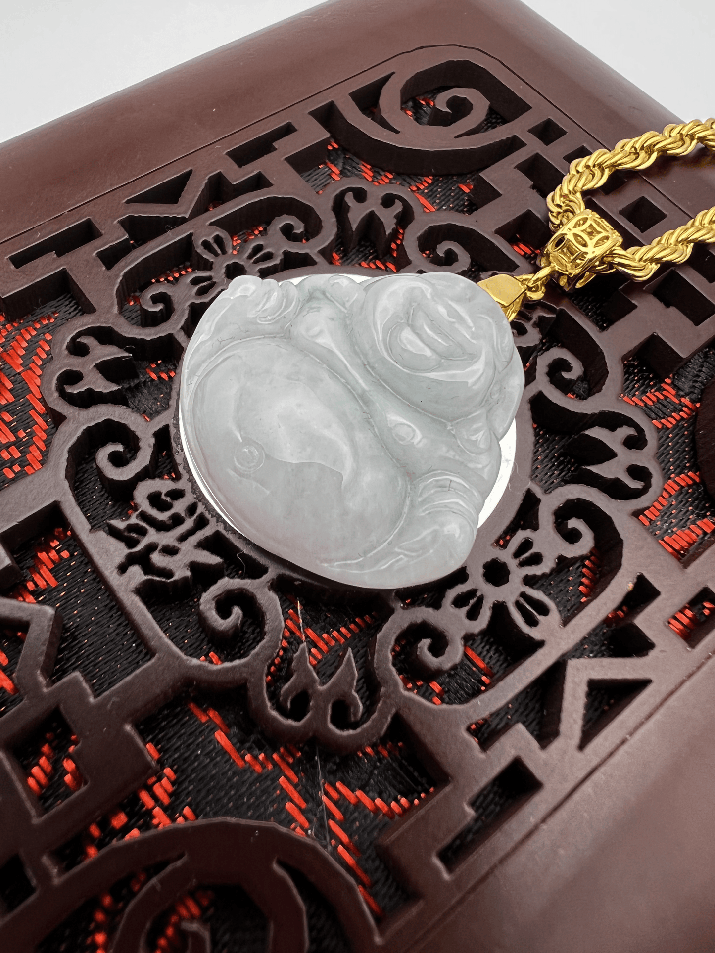 White/Green Jade Laughing Buddha