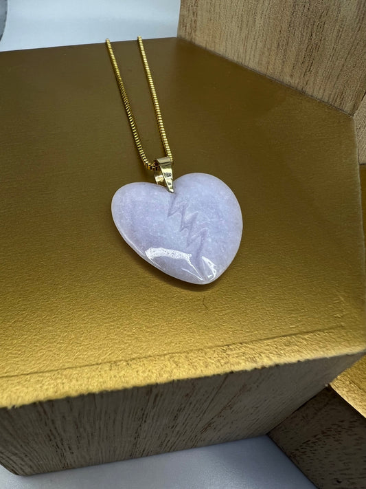 Lavender Broken Heart Double-Sided Pendant